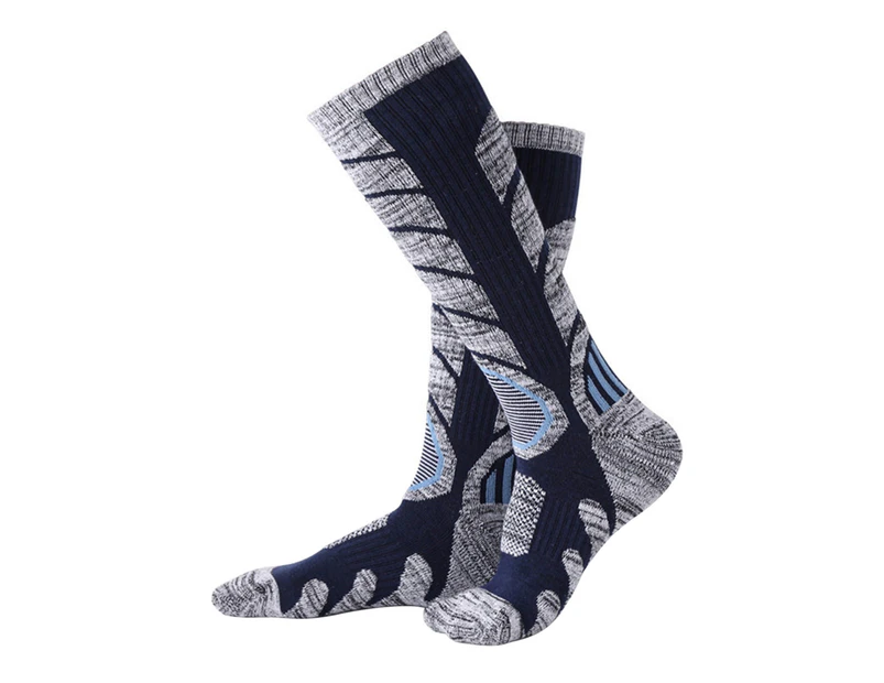 1 Pair Soft Ski Socks Breathable Quick Drying Moisture Absorption Snowboard Socks for Sports-Dark Blue