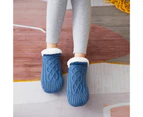 1 Pair Floor Socks Unisex Wear Resistant Fine Stitching Anti-friction Cold Resistant Slipper Socks for Winter-Blue