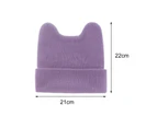 Knitted Winter Hat Non-shedding Breathable Vibrant Color Classic Stretchy Warm Cap for Girl-Purple