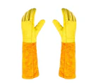 1 Pair Reusable Gardening Gloves Stab-resistant Faux Leather Proof Pruning Protection Long Glove for Planting-Yellow