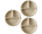 Suction Plates for Babies & Toddlers| Plates Stay Put with Suction Feature | Divided Design  | 3 Pack-Beige