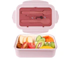 Lunch Box, Bento Boxes, Lunch Box, Leak Proof Lunch Boxes Kids and Adults, Bento Lunch Boxes with 3 Compartments and Cutlery-Rosa