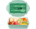 Lunch Box, Bento Boxes, Lunch Box, Leak Proof Lunch Boxes Kids and Adults, Bento Lunch Boxes with 3 Compartments and Cutlery-Grün