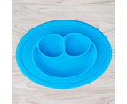 Children's Plate Silicone Toddler Plate Placemat Face Non Slip Infant Food Supplement Plate Children's Silicone Plate Feeding Dining Tray-Blue