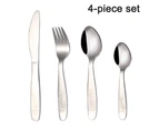 Children's Cutlery Set 4 Pieces, Children's Cutlery Stainless Steel, Cutlery for Children From 3 Years, Dishwasher-safe-Deer