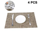 4-piece Set Heat-Resistant Stain Resistant Non-Slip Placemats for Kitchen Table, Washable Durable PVC Table Mats Woven Vinyl Placemats-Brown