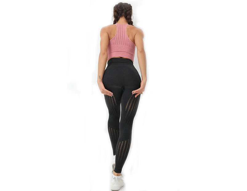 Women's High Waist Workout Leggings Vital Seamless Yoga Pants - Black