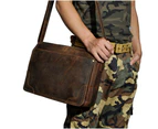 Top Quality Leather Men Fashion Blue Laptop Weekend One Shoulder Bag Design Messenger Crossbody Bag School Book Bag 2088 - Dark brown