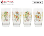Set of 4 400mL Maxwell & Williams Royal Botanic Glass Tumblers - Native Blooms