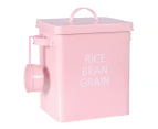 Rice Bucket Pet Dog Food Sealed Storage Tank Moisture-proof Barrel with Spoon-Pink