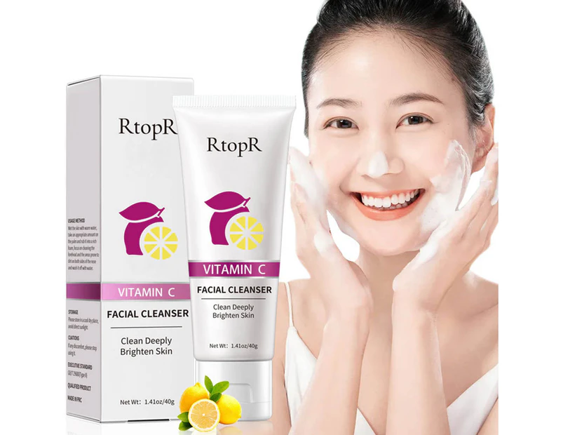40g Foam Cleanser Reduce Melanin Deep Penetration Gentle Vitamin C Facial Cleanser for Ladies-40g