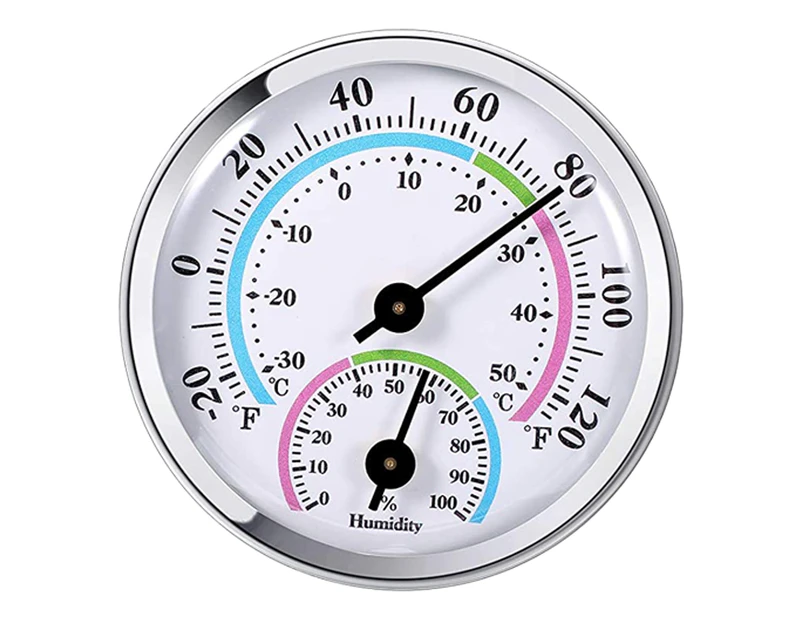 Indoor Outdoor Thermometer  2 in 1 Temperature Humidity Gauge Analog Hygrometer for Indoor Outdoor. - Silver