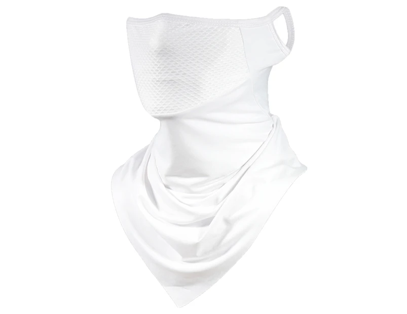 Universal Cycling Scarf Multiple Wearing Ways Dust-proof Sun Protection Cycling Face Scarf for Outdoor-White Ice-silk