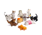 10Pcs Mini Realistic Cat Figurine Sculpture PVC Toy Dollhouse Garden Ornaments