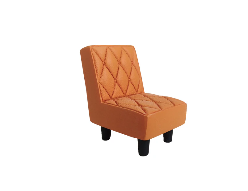 Retro Vintage Solid Color Lattice Chair Stool Furniture Dollhouse Mini Decor Toy-Orange