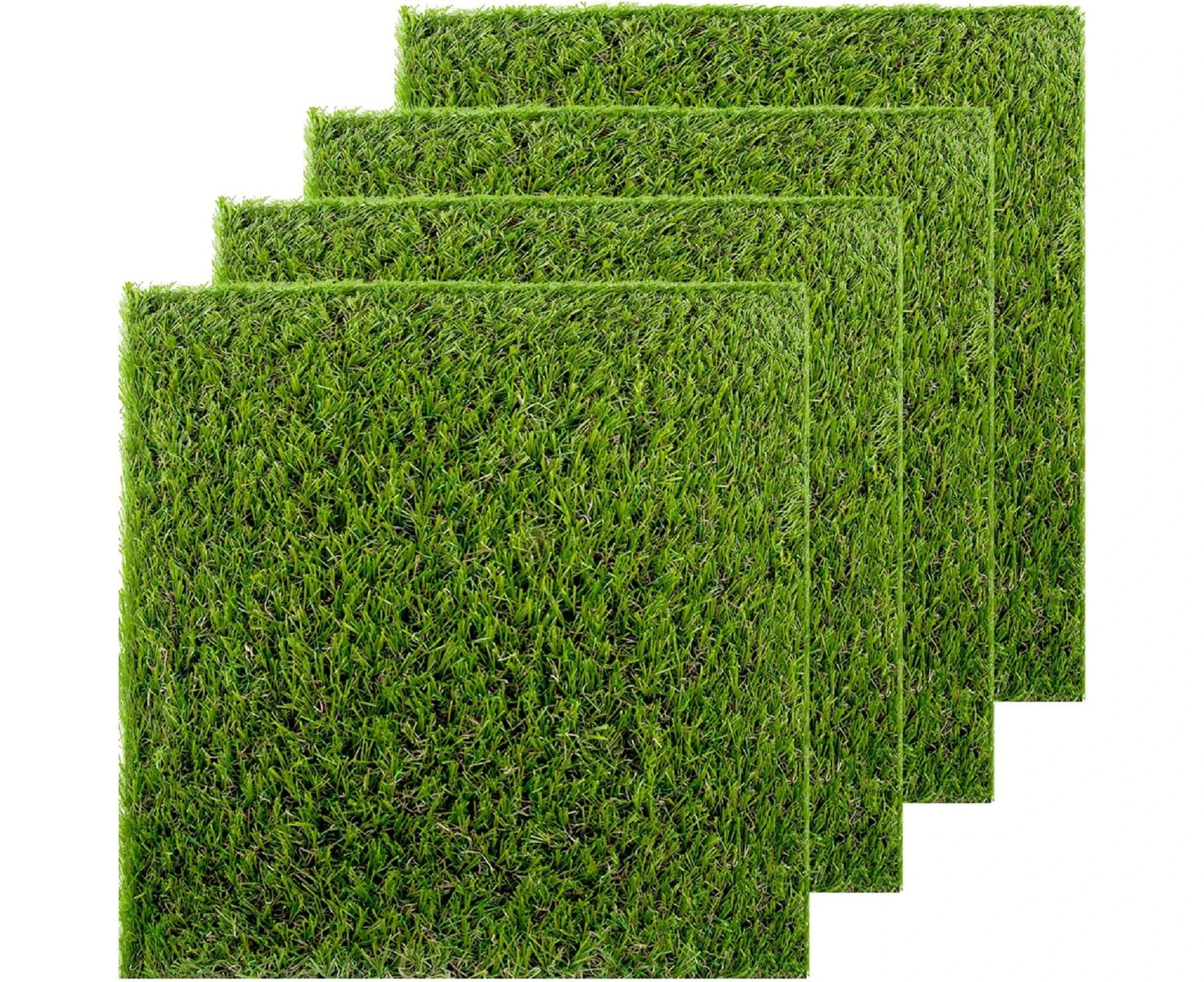 Artificial Grass Turf Patch Tiles, 4 Pcs 12 x 12 Synthetic Grass Square Mats DIY Grass Decoration