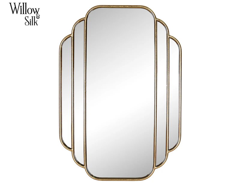 Willow & Silk 90x63.5cm Art Deco Mirror - Brushed Gold
