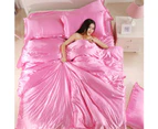 3/4Pcs Satin Soft Quilt Duvet Cover Pillowcases Bed Sheet Bedclothes Bedding Set-Lilac*