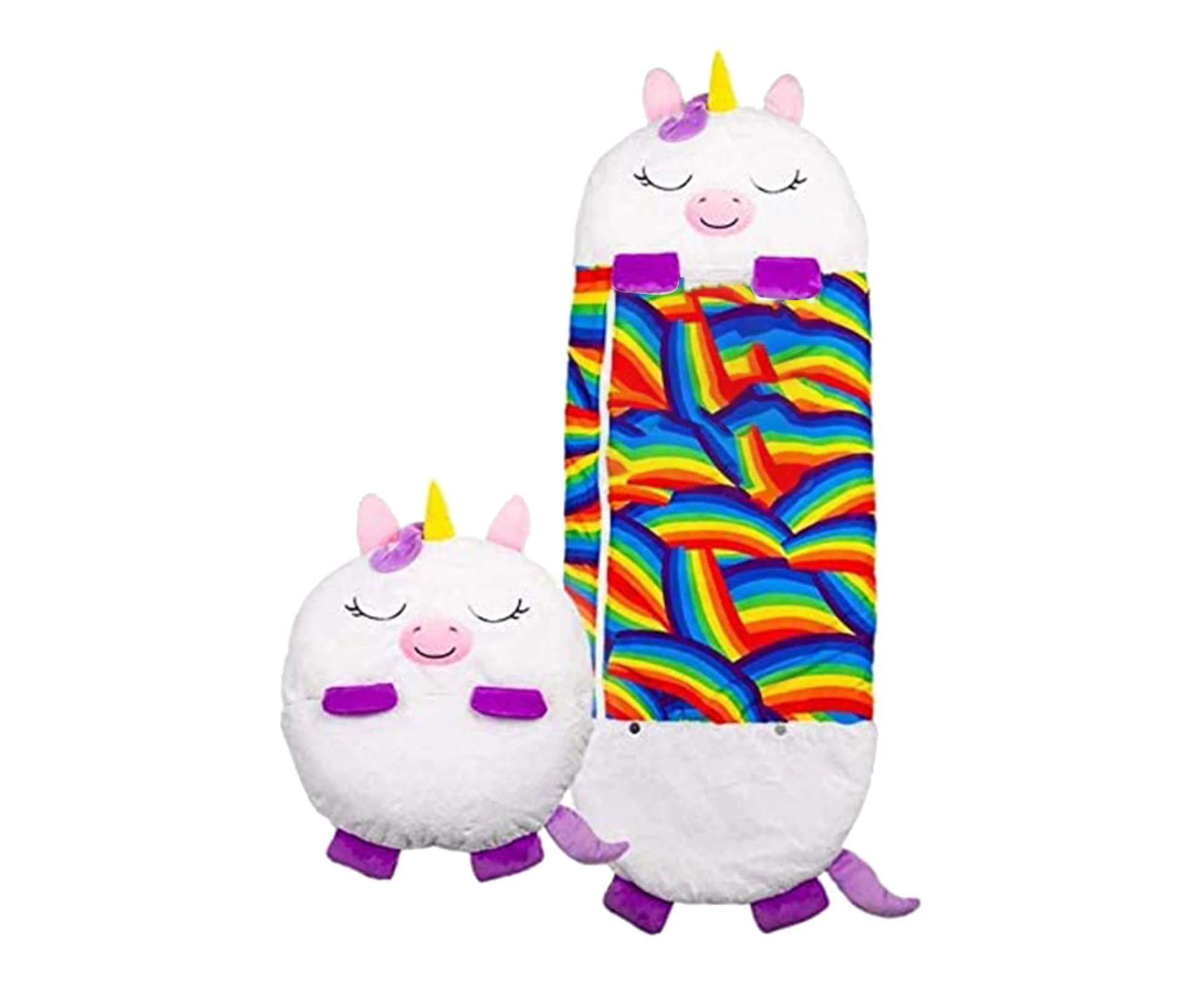 Cartoon Animal Dog Cow Unicorn Happy Napper Pillow Sleeping Bag Doll Kid Gift-White