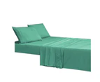 1 Set Bedding Sheet Wear Resistant Anti-fade Fabric Wrinkle Resistant Bed Sheet Pillowcase Set for Home-Light Green