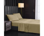 1 Set Bedding Sheet Wear Resistant Anti-fade Fabric Wrinkle Resistant Bed Sheet Pillowcase Set for Home-Khaki