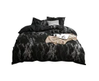 1 Set Bedspreads Skin-friendly Marble Pattern Polyester Duvet Cover with Pillowcase Bedding Comforter for Home-Black