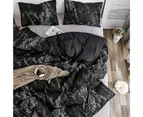 1 Set Bedspreads Skin-friendly Marble Pattern Polyester Duvet Cover with Pillowcase Bedding Comforter for Home-Black