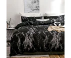 1 Set Bedspreads Skin-friendly Marble Pattern Polyester Duvet Cover with Pillowcase Bedding Comforter for Home-Black