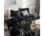 1 Set Bedspreads Skin-friendly Marble Pattern Polyester Duvet Cover with Pillowcase Bedding Comforter for Home-Black