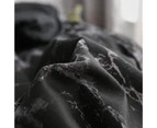 1 Set Bedspreads Skin-friendly Marble Pattern Polyester Duvet Cover with Pillowcase Bedding Comforter for Home-Black