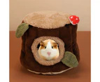 Hamster Nest Lovely Appearance Stump Design Flannel Comfortable Squirrel Bed Hammock for Small Animals-Brown