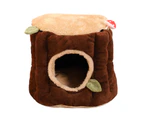 Hamster Nest Lovely Appearance Stump Design Flannel Comfortable Squirrel Bed Hammock for Small Animals-Brown