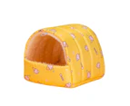 Hamster House Semi-closed Printing Big Space Cold Protection Soft Rest And Sleep Cloth Feather Pattern Squirrel Bed for Winter-Yellow
