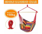 Youngly Rainbow 130*100cm Garden Deluxe Hanging Hammock Chair Swing Outdoor/Indoor Camping With 2 Pillows + Stick
