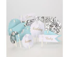 Happy Birthday Cake Topper Flag DIY Baby Shower Wedding Party Dessert Decoration-Pink