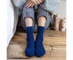 Men Socks Solid Color Thickened Winter Autumn Anti-friction Warm Soft Floor Socks for Home-Navy Blue - Navy Blue