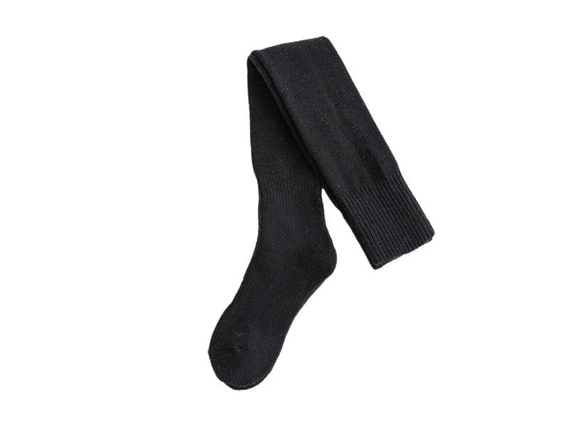 1Pair Women Stockings All Match Keeping Warmth Cotton Over Knee Thigh Socks for Daily Wear-Black - Black