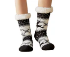 1 Pair Comfortable Floor Socks Portable Acrylic Fiber Christmas Element Pattern Women Sleep Socks for Winter-Black - Black