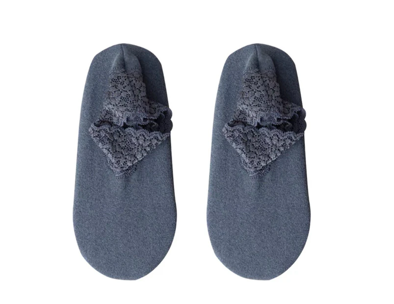 1 Pair Women Socks Lace Silicone Non-slip Autumn Winter Breathable Lightweight Floor Socks for Living Room-Blue - Blue