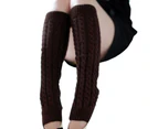 1 Pair Leg Warmers Solid Color Comfortable Wearing Breathable Women Girls Cable-Knit Leg Warmers for Daily Wear Party Sports-Coffee - Coffee