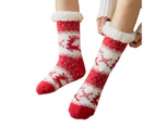 1 Pair Comfortable Floor Socks Portable Acrylic Fiber Christmas Element Pattern Women Sleep Socks for Winter-Red - Red