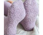 1 Pair Winter Stockings Breathable High Elasticity Solid Color Warm Thick Coral Fleece Socks for Women-Purple - Purple