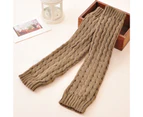 1 Pair Leg Warmers Solid Color Comfortable Wearing Breathable Women Girls Cable-Knit Leg Warmers for Daily Wear Party Sports-Dark Khaki - Dark Khaki