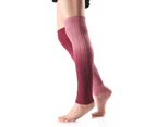 1 Pair Women Leg Warmers Knitted Gradient Color Autumn Winter Windproof Cold Resist Boot Cuffs for Yoga-Red - Red