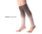 1 Pair Women Leg Warmers Knitted Gradient Color Autumn Winter Windproof Cold Resist Boot Cuffs for Yoga-Grey - Grey