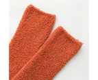 1 Pair Winter Stockings Breathable High Elasticity Solid Color Warm Thick Coral Fleece Socks for Women-Dark Orange - Dark Orange