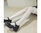 1 Pair Lolita Socks Ruffle Hollow Sexy High Tube Ruffle Calf Socks for Girl-White - White