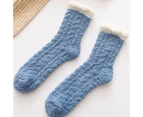 1 Pair Warm Keeping Women Socks Thickened Polyester Trendy Classic Winter Stockings for Daily-Blue - Blue
