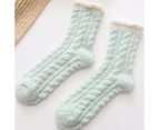 1 Pair Warm Keeping Women Socks Thickened Polyester Trendy Classic Winter Stockings for Daily-Green - Green