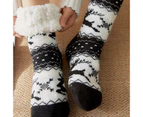 1 Pair Comfortable Floor Socks Portable Acrylic Fiber Christmas Element Pattern Women Sleep Socks for Winter-Black - Black